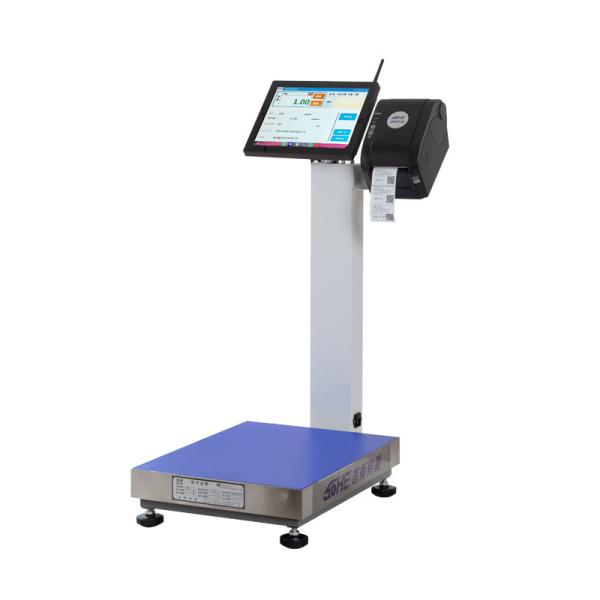 Quality 12 Inch Desktop Screen 15-200kg Pork and Beef Processing Label Scale with 12V/3V Power Supply for sale