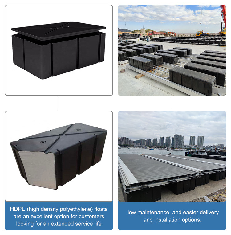 Black or Customized 15 Years Floating Docks with 350kgs/m2 Loading Capacity