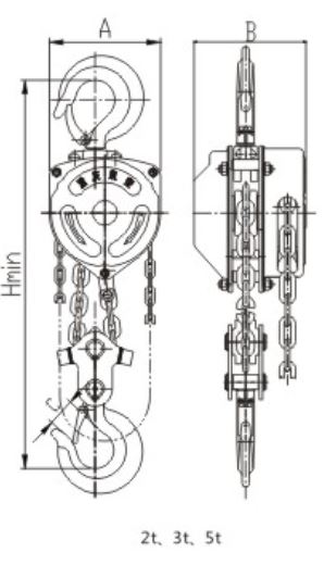 Hand Operated Lifting Chain Pulley Block Hoist 20Mn2 Load Chain