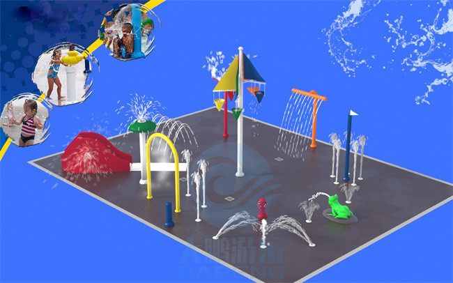 50 ㎡ Children Aqua Park Design With Water Splash Pad, Spray Park With EPDM Floor