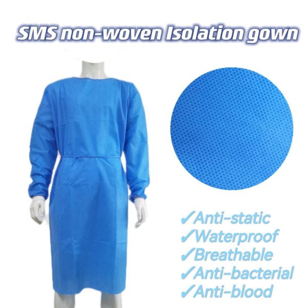 Navy SMS Protective Disposable Medical Surgical Gown for Medical Barrier Precautions