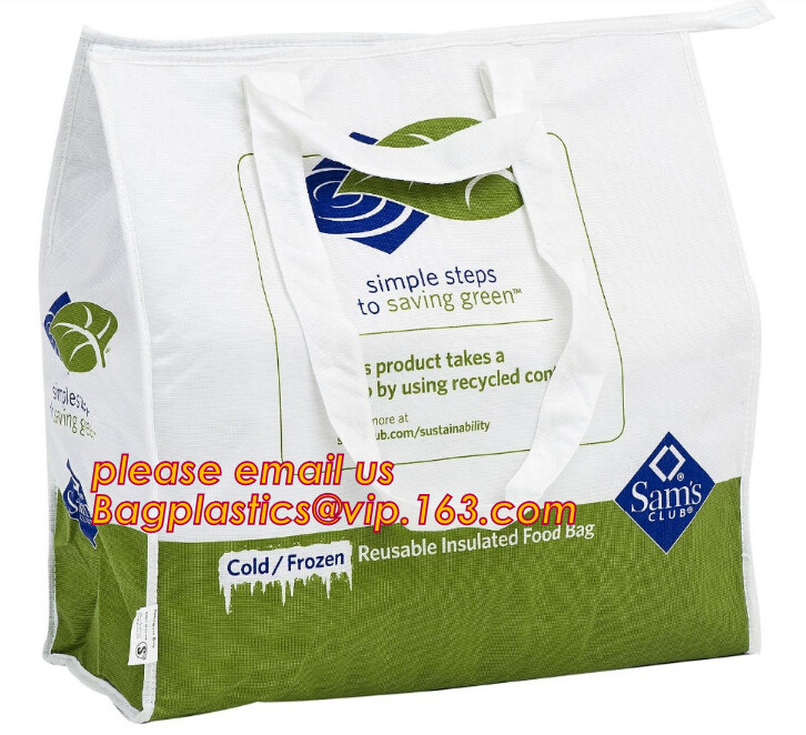 Custom Packing Aluminum Foil Zip-Lock Grocery Handle Thermal Insulation Cooler Bag For Outdoors,Promotional Insulated La