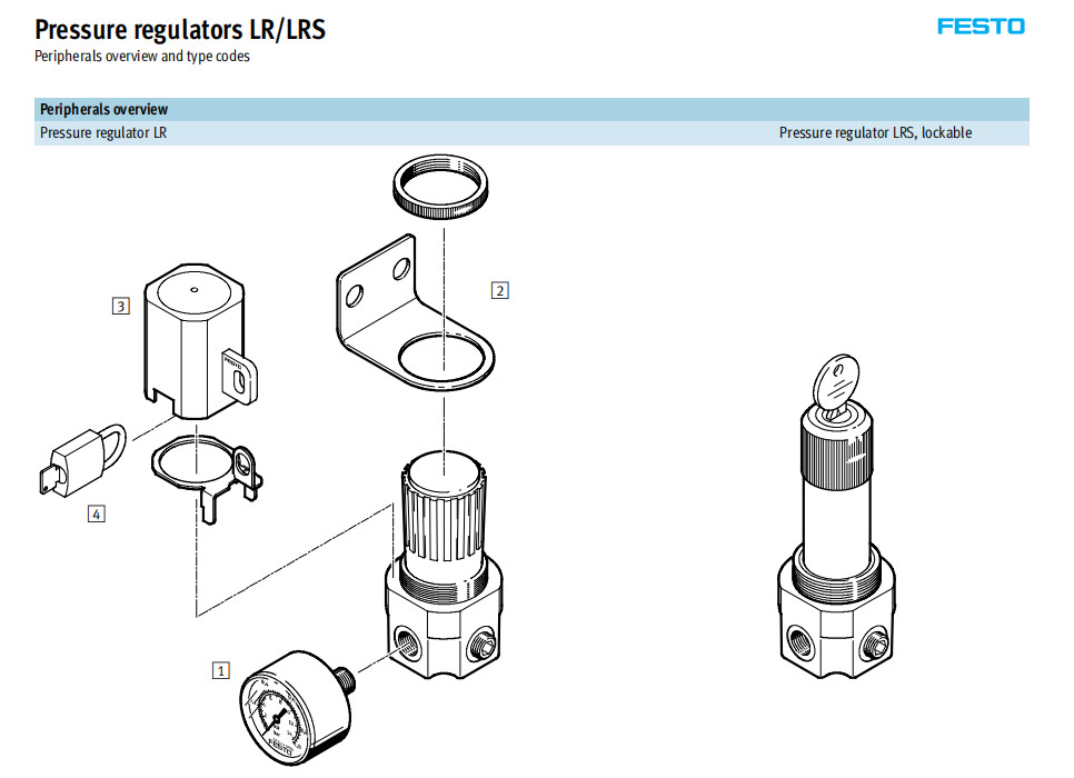 LR-1/4-D-MINI Pneumatic Filter Regulator Lubricator Metal FESTO Pressure Regulator