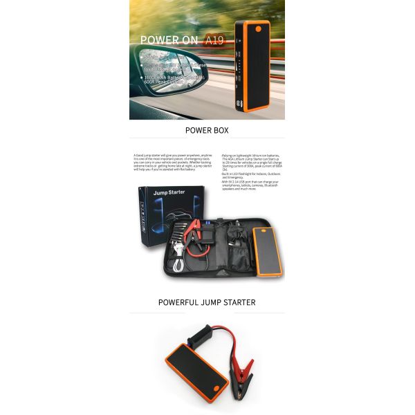 Powerful Portable Battery Booster Pack Multifuctional Auto Jump Starter 16000mAh