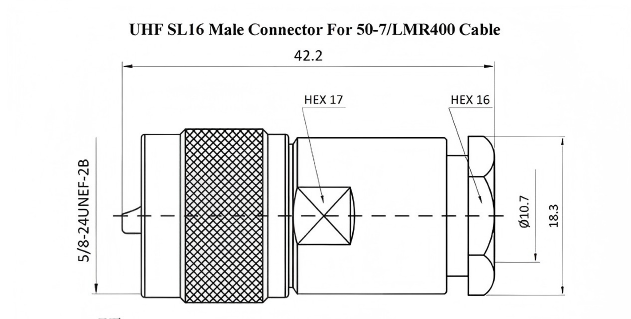 Clamping Type RF Connector UHF / SL16 / PL259 Male Type Connector For LMR400 Coaxial Cables