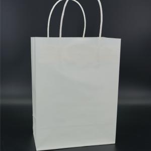 China OEM White Kraft Paper Bags Biodegradable Gold Glitter Embossing on sale