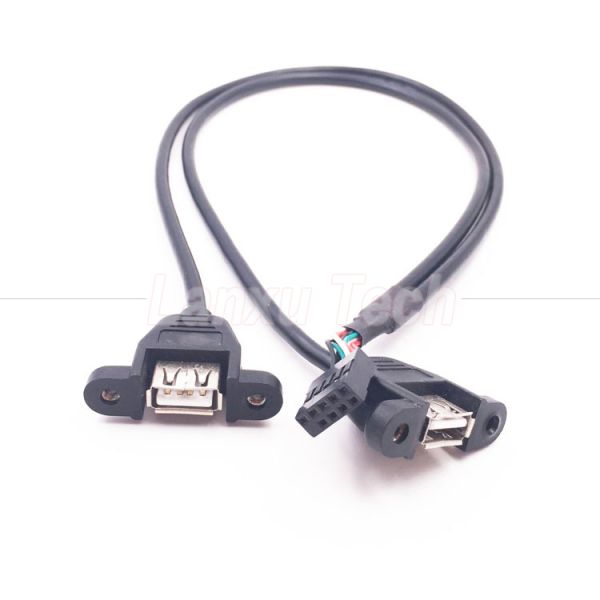 Dual USB Type A 2 Ports Panel Mount USB to Dupont Connector Wire Cable
