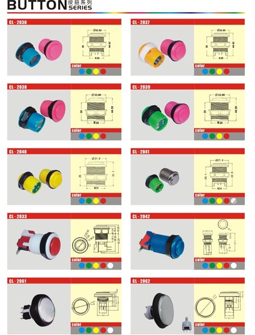 Push Button Arcade Game Machine Parts L41 * W33 * H68MM Size Replacement accessories