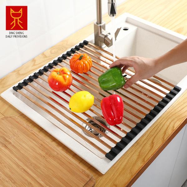 Quality Foldable 0.97KG Steel Kitchen Basket Rack Titanium Square for sale