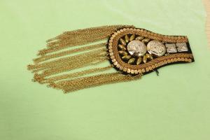 Metal Tassel Custom Design Embroidered Patches 95mm Width 3D Epaulettes