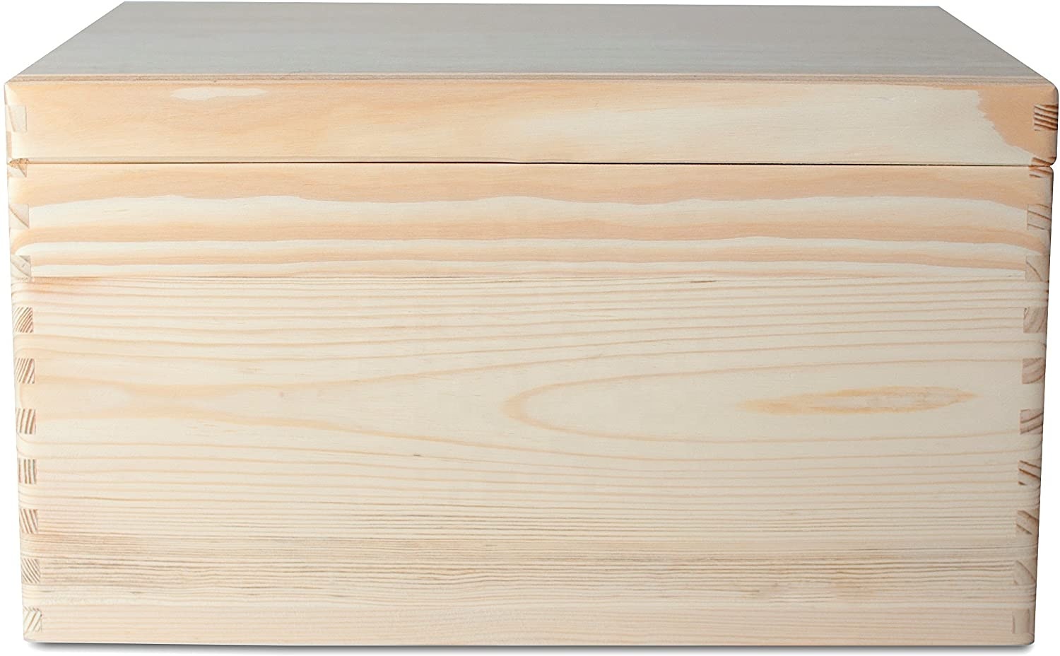Large Wooden Box Storage Chest Wood Unpainted Keepsake Box with Lid and Handles to Decorate with Documents, Toy, Valuables &Tool