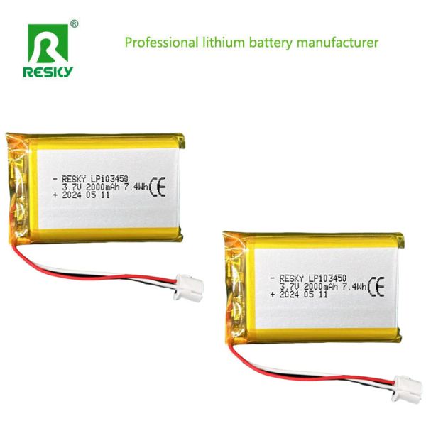 Flat Lithium Polymer Battery Cell 523450 603450 803450 103450 3.7v 2000mAh Lipo Batteries