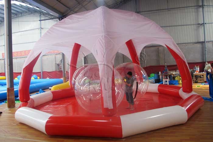 PVC Large Inflatable Swimming Pool , Huge Inflatable Circle Pool With Tent