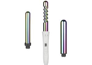 3 Barrel Interchangeable Curling Iron Set with Peacock Pattern Coated