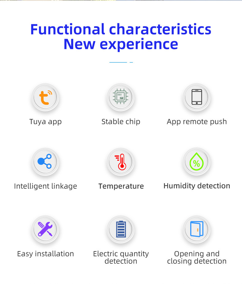 Tuya Smart Wireless Door Window Sensor Home Alarm System Temperature Humidity Detection