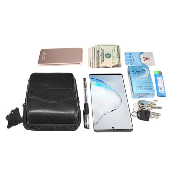 Multifunctional Flip Cover For IPhone 17, Top-Grain Cowhide Zipper Protective Case, Shoulder Strap Waist Bag, Note10