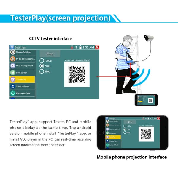 Handheld 4" Waterproof Dustproof CCTV Tester