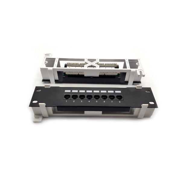 Black Metal Pre Terminated RJ45 Patch Panel with 1U 2U Height and Cable Management for Ethernet Networks