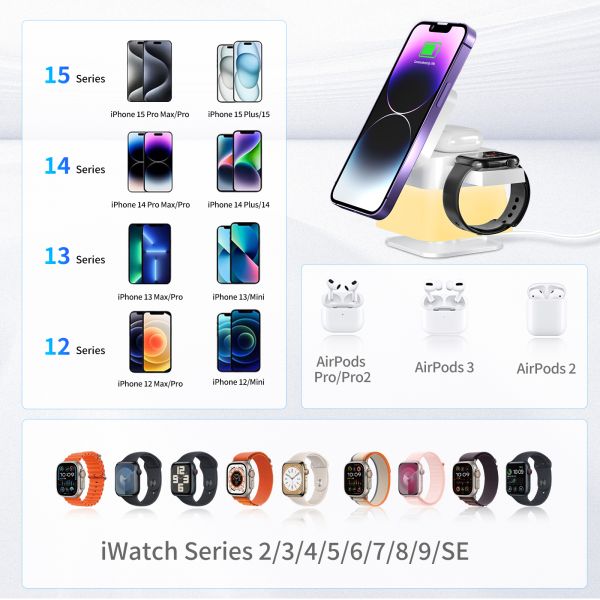 15W/10W/7.5W/5W Portable Wireless Charger Foldable ABS And Acrylic Material