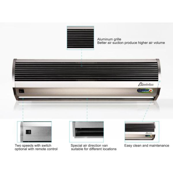 Aluminum Silver Overhead Door Commercial Air Curtains With Low Noise Air Door Fan
