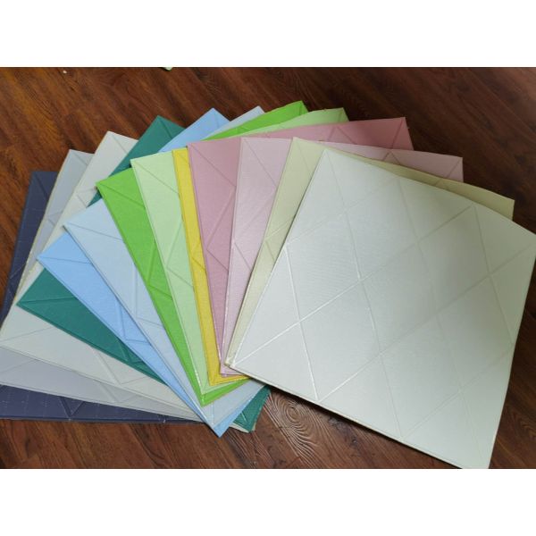 Geometric 3D PE Foam Wallpaper Green Waterproof Self Adhesive 3D Foam Wall Stickers