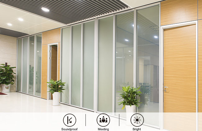 Fast Installation Glass Office Partition Walls Frameless Colorful Frosted Glass Reduce Noise 45db