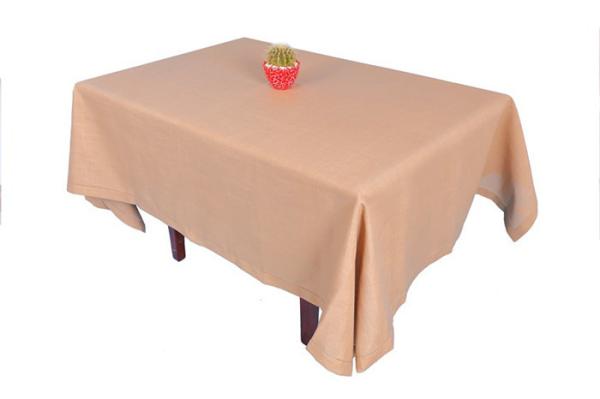 Quality Hand Crafted Linen Hemstitch Tablecloth Brown Color For Table Decoration for sale