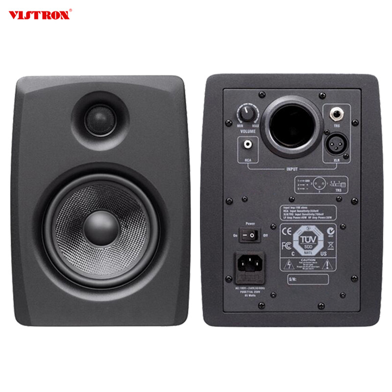 Active Bookshelf Speakers Black Studio Monitor Speakers For Computer PC Gaming Monitor