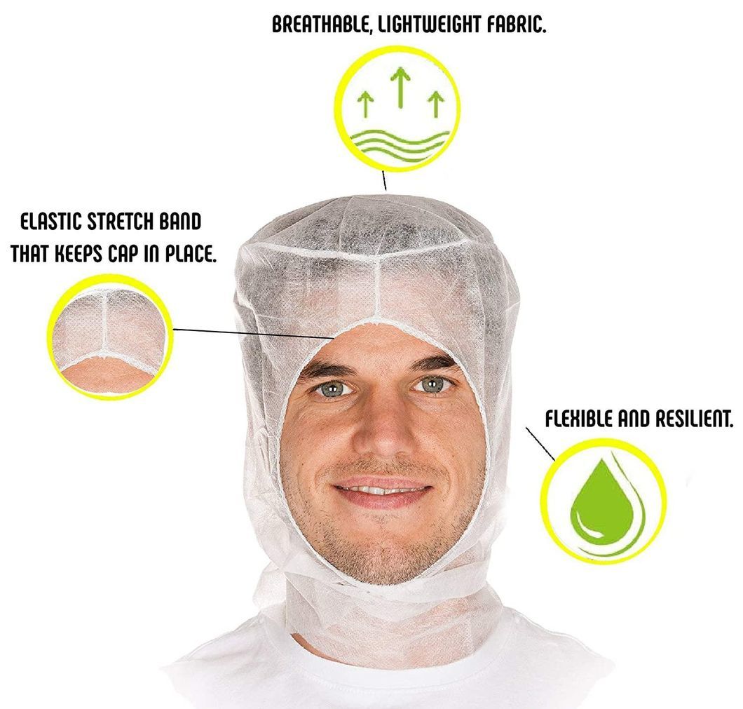 White Blue Non-Woven Polypropylene Disposable Balaclava Hood Caps