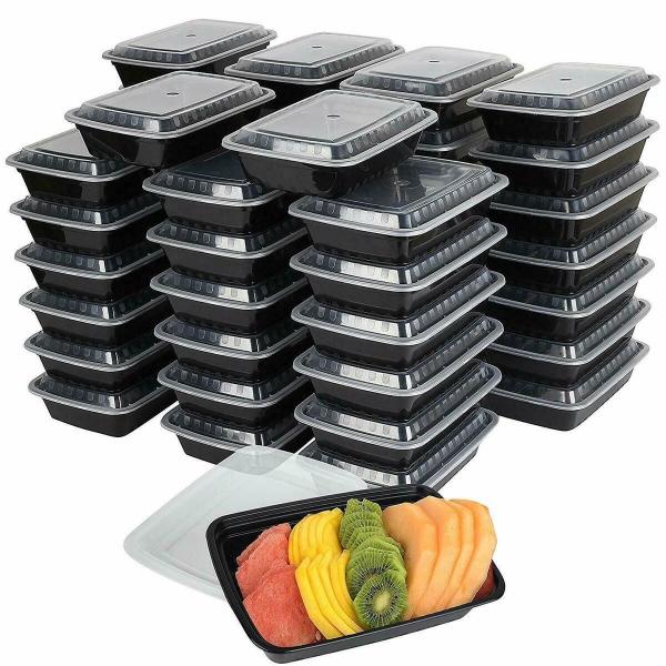 Quality Rectangular 1000ml Microwavable Disposable PP Food Container with Lid for sale