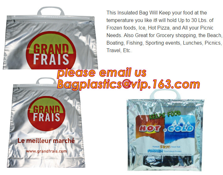 Custom Packing Aluminum Foil Zip-Lock Grocery Handle Thermal Insulation Cooler Bag For Outdoors,Promotional Insulated La