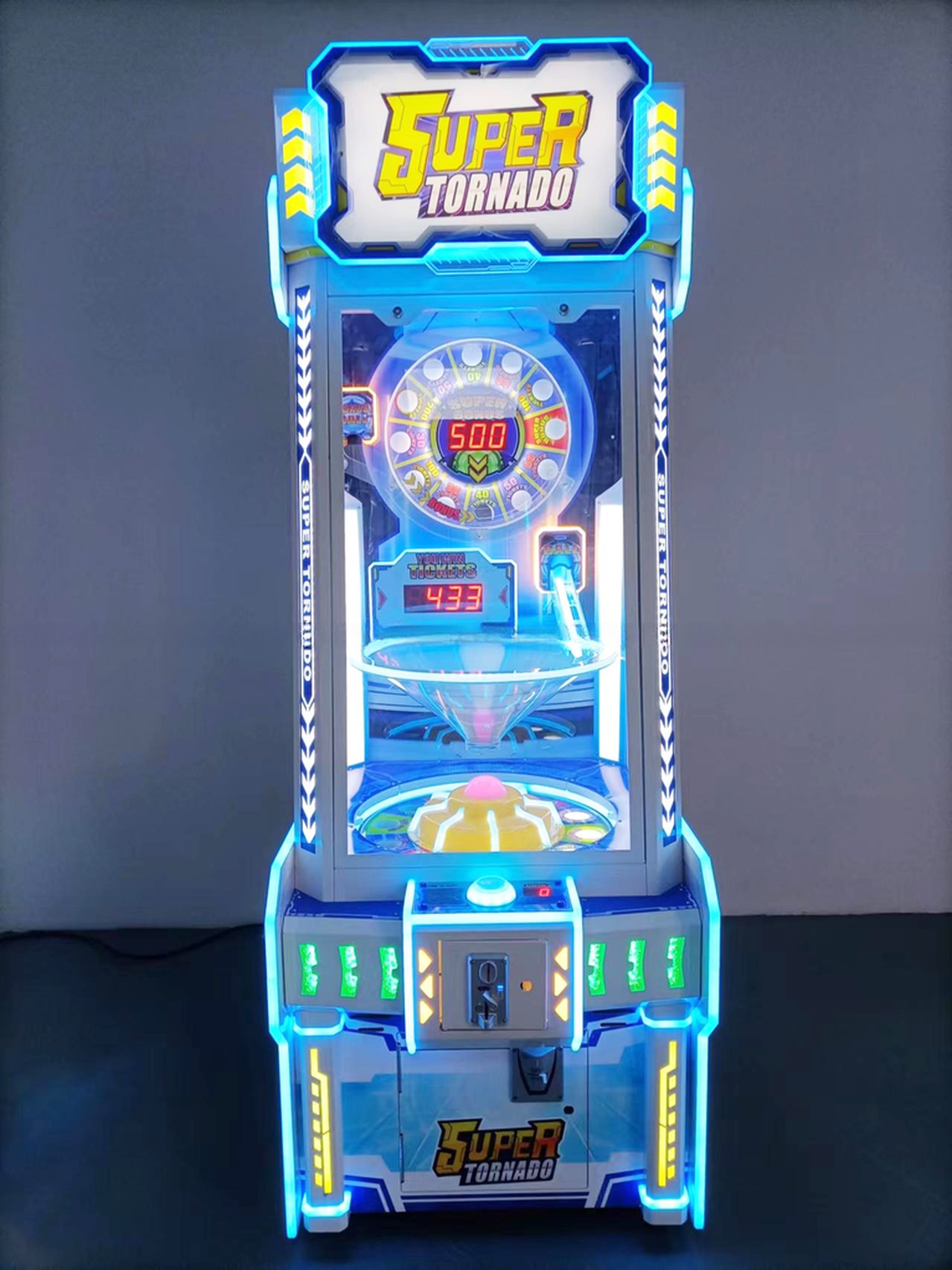 Coin Operated Super Tornadic Drop Ball Arcade Game Machine Customized