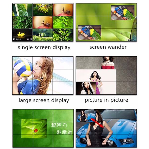 3X3 Video Wall Black Frame TV LCD Display HDMI Input 178° Visual Angle