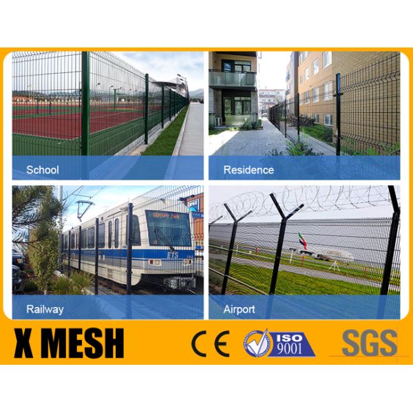 Commercial Chain Link Green Powder Coated Fencing BS 10244 M8*40mm