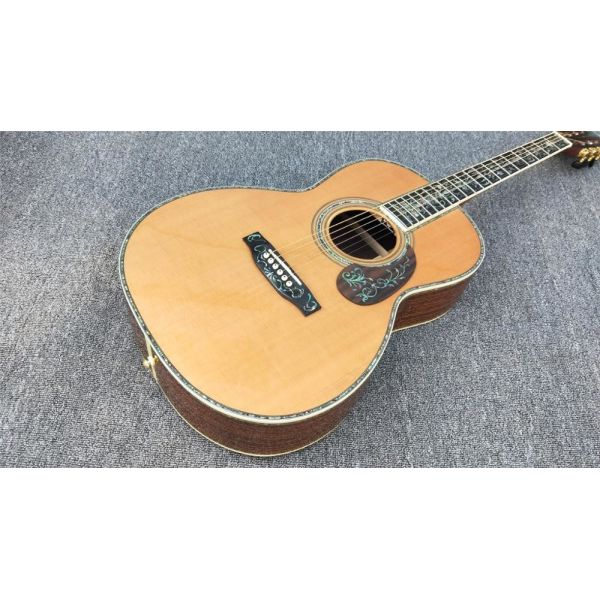 39" 000 Style Acoustic Guitar,Ebony Fretboard,Abalone inlay,One piece of neck,Solid Spruce top acoustic guitar