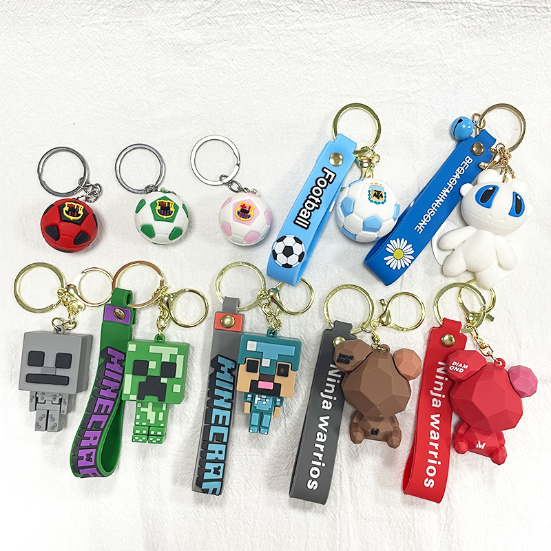 Creative Realistic PVC Keychain Three-dimensional Basketball Pendant Cute Tennis Ball Cartoon Billiard Cue Schoolbag