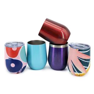 China Egg Shaped 12 Oz Vacuum Insulated Tumbler Custom Stainless Steel Wine Tumbler With Leakproof Lid Keeping Drink Hot Cold 3-6 Hours Considerate Design wholesale