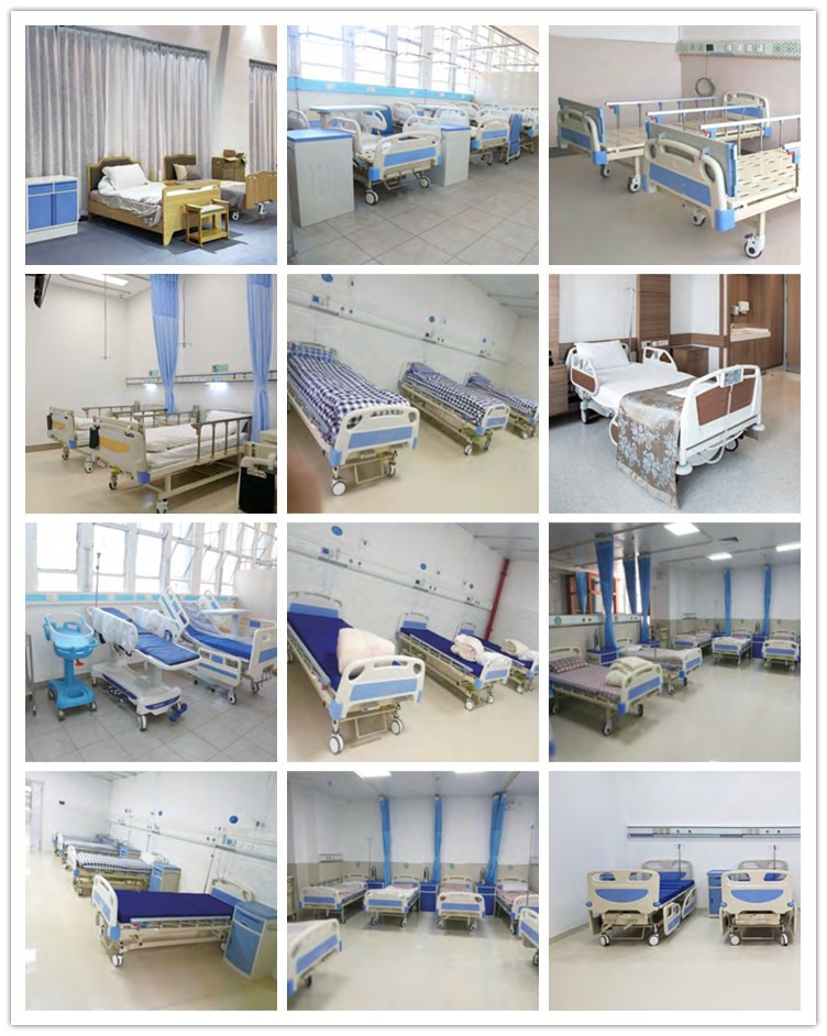 Three Cranks Manual Hospital Bed With Luxury Four Fold PP Guardrails