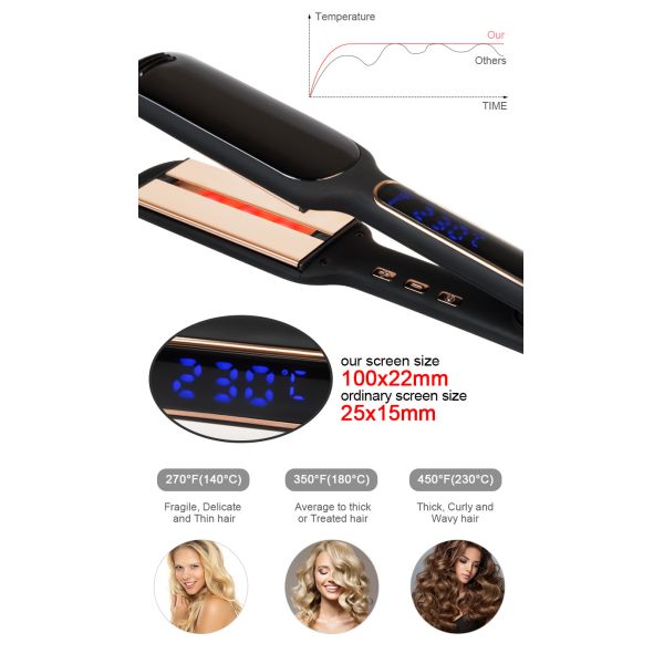 Titantium Coating Infrared Hair Straightener , PTC Hot Tools Wide Flat Iron 240V