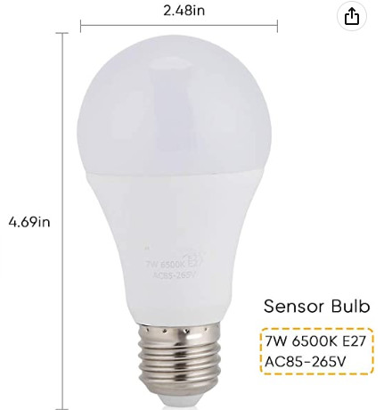 Light Bulb with Sensor Twilight to Twilight Light Bulb, 7 W Smart Sensor LED Bulbs