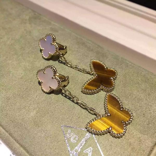 Van Cleef & Arpels 18K Yellow Gold Earring Clap Butterfly Drop Earrings Shenzhen Jewelry Market