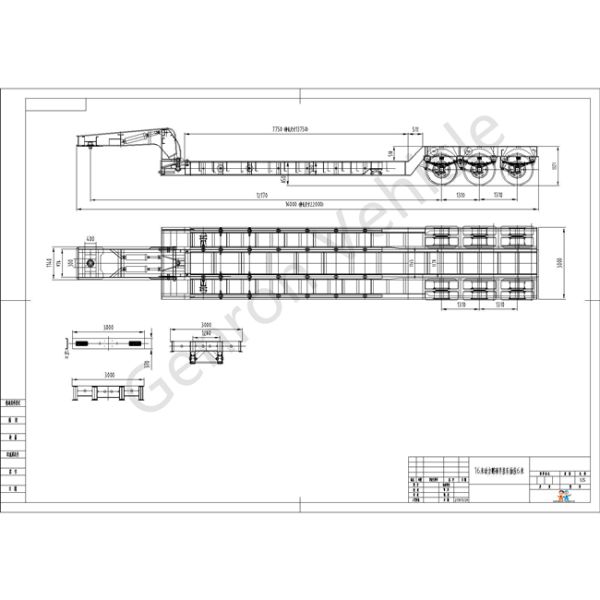 Gooseneck 100T Heavy Duty Low Bed Trailers Detachable For Car Transport