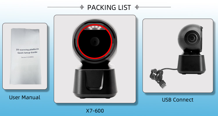 Supermarket X7-600 Desktop Corded Qr Code Scanner Reader 2D QR with USB TYPE-B Interf