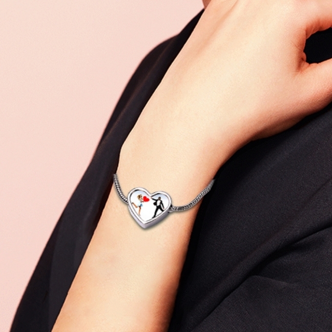 Personalized Sublimation Angel Wings Bracelet Creative Souvenir Gift Sublimation Metal Charm Bracelets