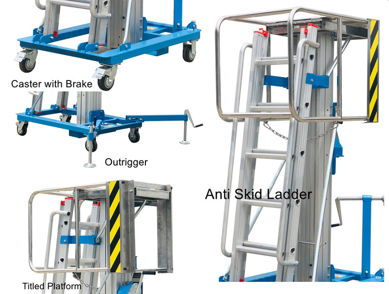 3.2m Platform Height 125kg Load Manual Winch Elevating Work Platform
