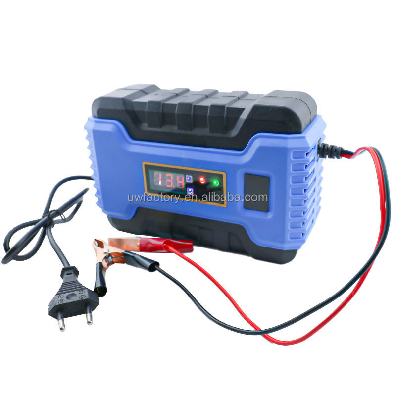 Electric Vehicle E-bike Scooter LCD Display 12V 6A Automatic Battery Charger for Maintenance-Free Dry Water Battery