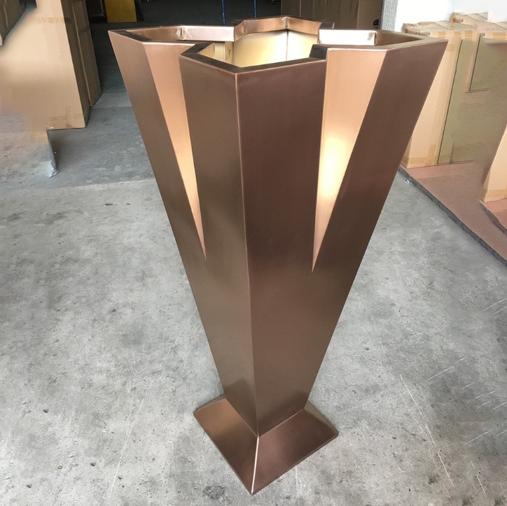 Outdoor brass copper golden hexagonal flower pot & planter