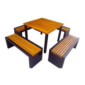 China 800x800x720 Metal And Wood Garden Table Set wholesale