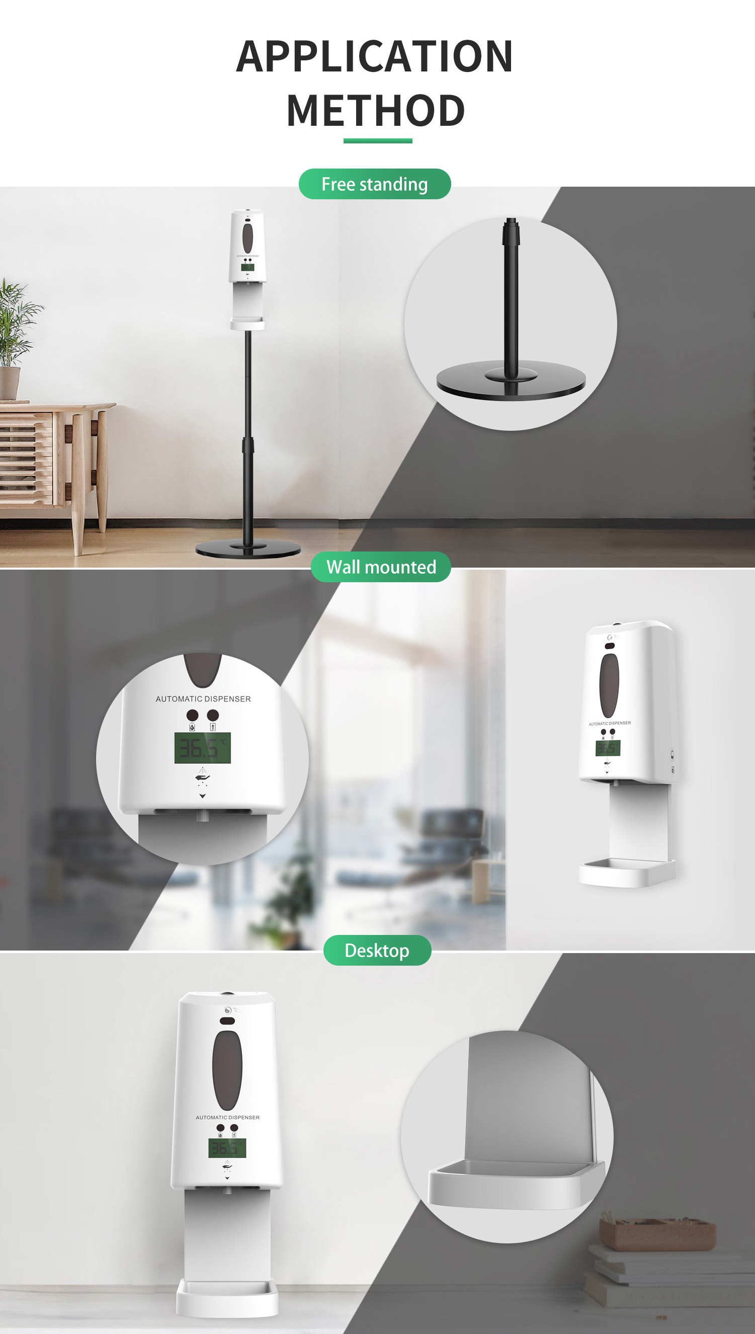 Auto 1300ml Contactless Sanitizer Dispenser Stand Temperature Measuring