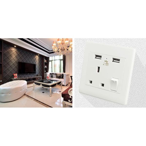 British Standard Wall Plug 86mm Type Wall Switch Socket Tin Phosphor Bronze Core Material